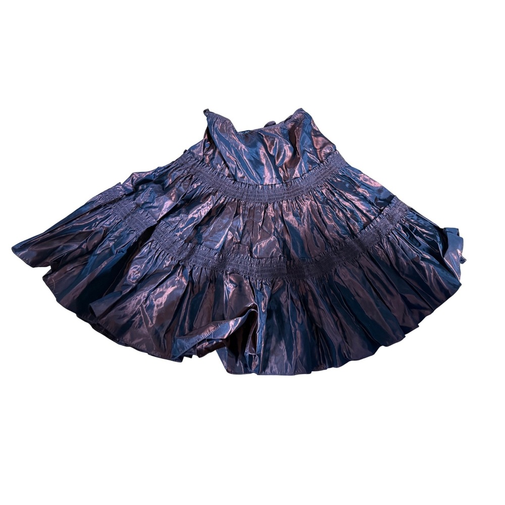 Vintage Betsey Johnson New York 1990s Metallic Brown Black Pleated Skirt Sz 4